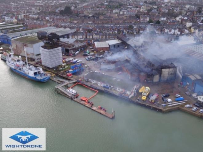 Cowes Fire - January 26, 2016 © Darren Vaughan / Wightdrone